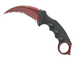 CS:GO Crimson Web Karambit with curved red blade and detailed web pattern