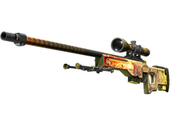 AWP | Dragon Lore sniper rifle with medieval-style dragon design and ornate patterns