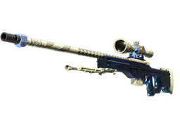Counter-Strike AWP Gungnir skin with ornate Norse design and metallic blue accents