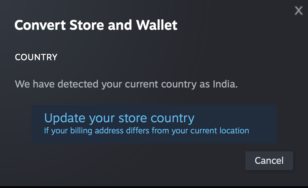 Step showing a user adding a low-cost item to their Steam cart to enable changing the store region.