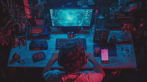 Gamer sits at a table recording his gameplay for SkinsLuck Clippers Rewards Program